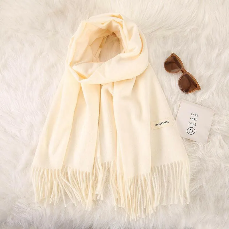 Women's Stylish Double-Sided Cashmere Tassel Scarf