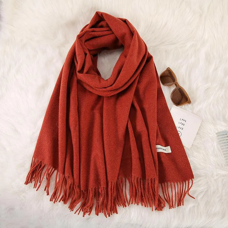 Women's Stylish Double-Sided Cashmere Tassel Scarf