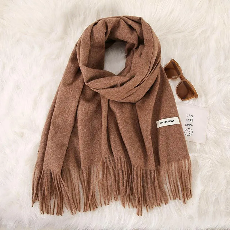 Women's Stylish Double-Sided Cashmere Tassel Scarf