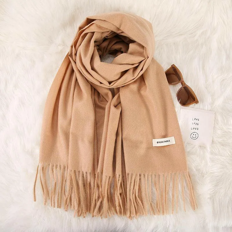 Women's Stylish Double-Sided Cashmere Tassel Scarf