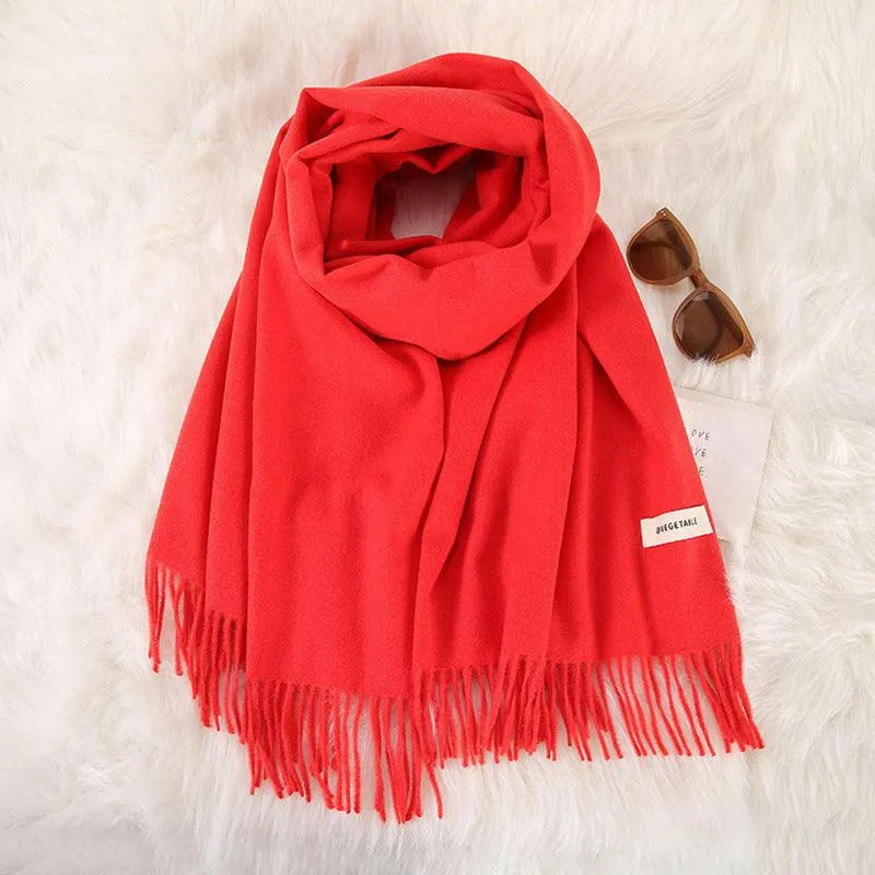 Women's Stylish Double-Sided Cashmere Tassel Scarf