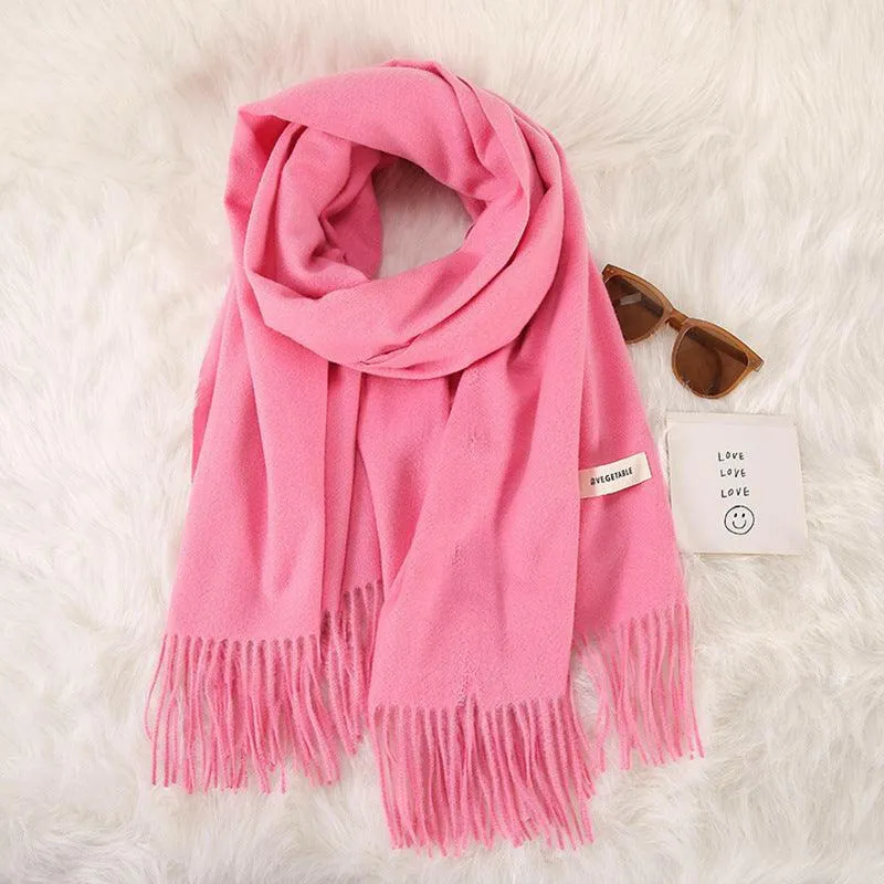 Women's Stylish Double-Sided Cashmere Tassel Scarf