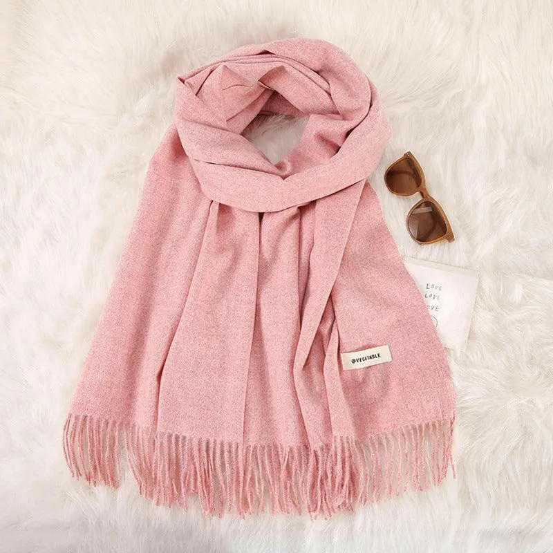 Women's Stylish Double-Sided Cashmere Tassel Scarf