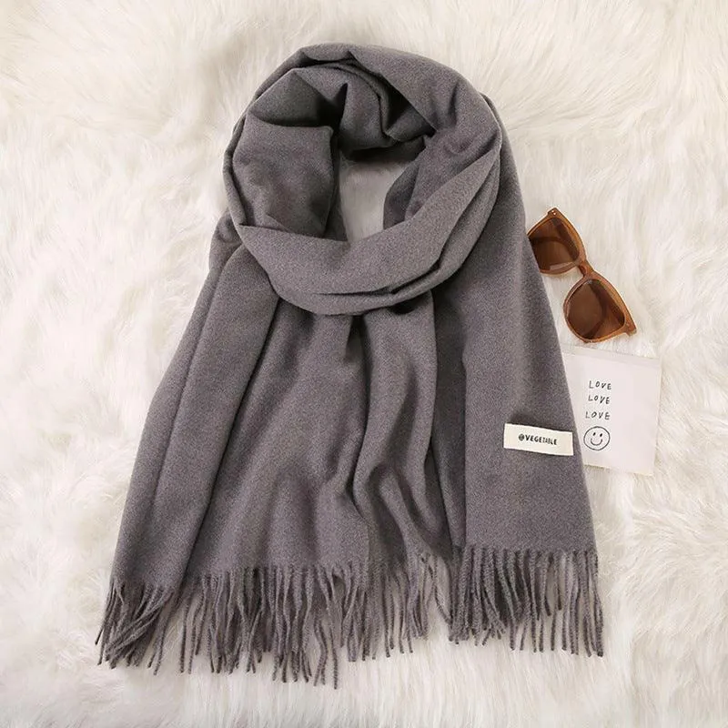 Women's Stylish Double-Sided Cashmere Tassel Scarf