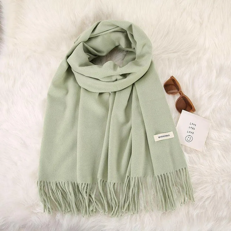 Women's Stylish Double-Sided Cashmere Tassel Scarf