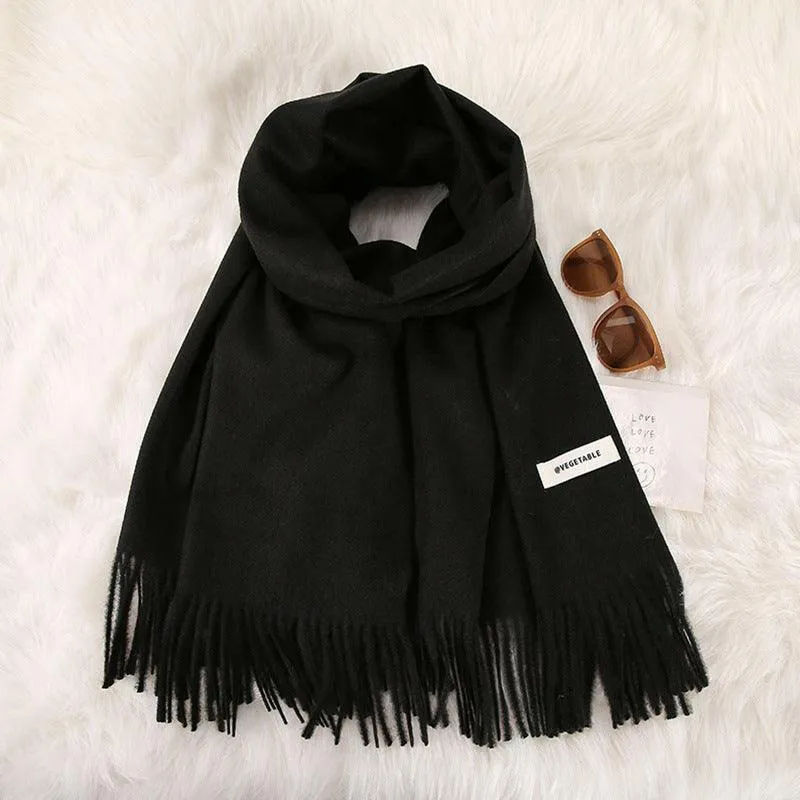 Women's Stylish Double-Sided Cashmere Tassel Scarf
