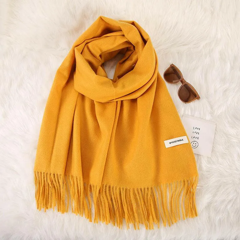 Women's Stylish Double-Sided Cashmere Tassel Scarf