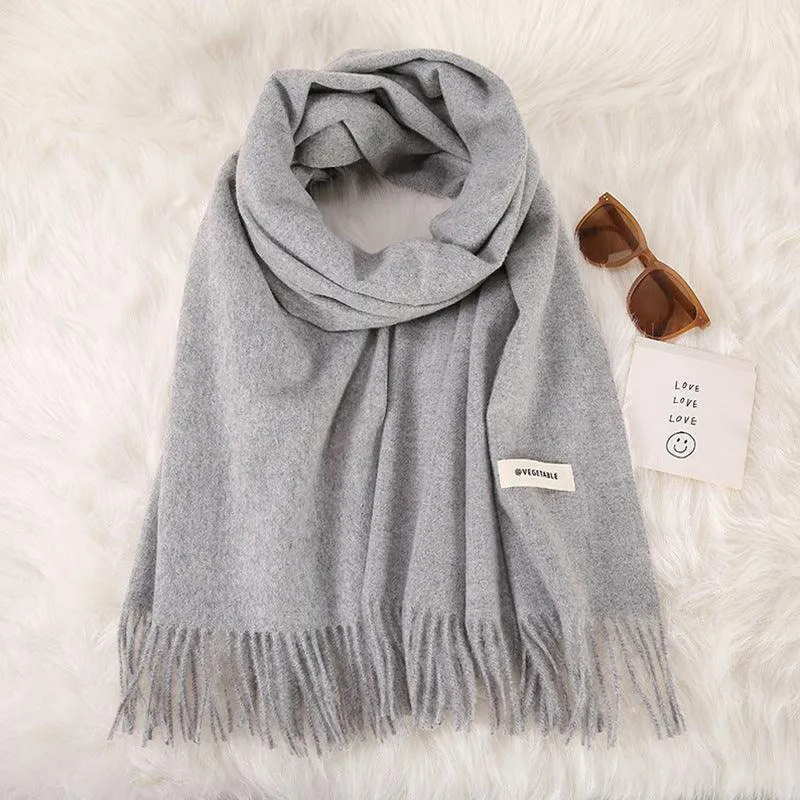 Women's Stylish Double-Sided Cashmere Tassel Scarf