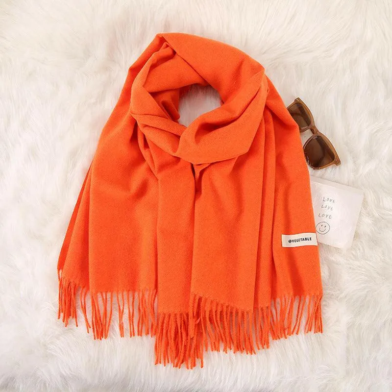 Women's Stylish Double-Sided Cashmere Tassel Scarf