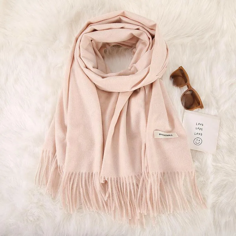 Women's Stylish Double-Sided Cashmere Tassel Scarf