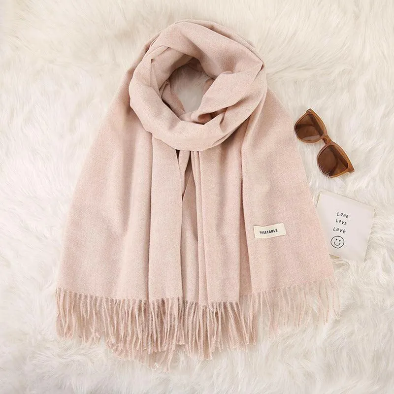 Women's Stylish Double-Sided Cashmere Tassel Scarf
