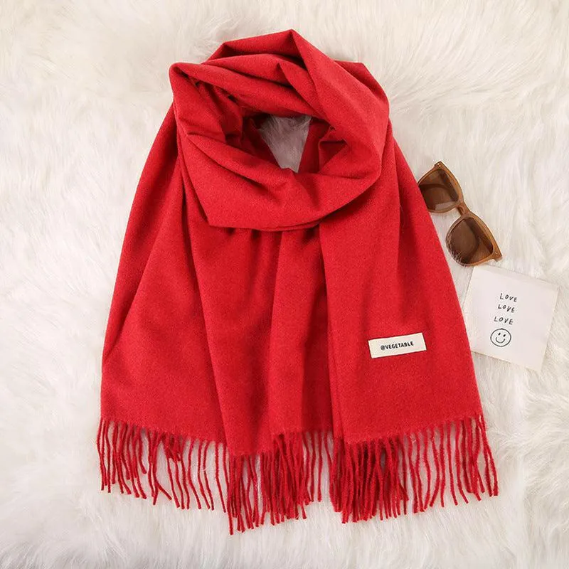 Women's Stylish Double-Sided Cashmere Tassel Scarf