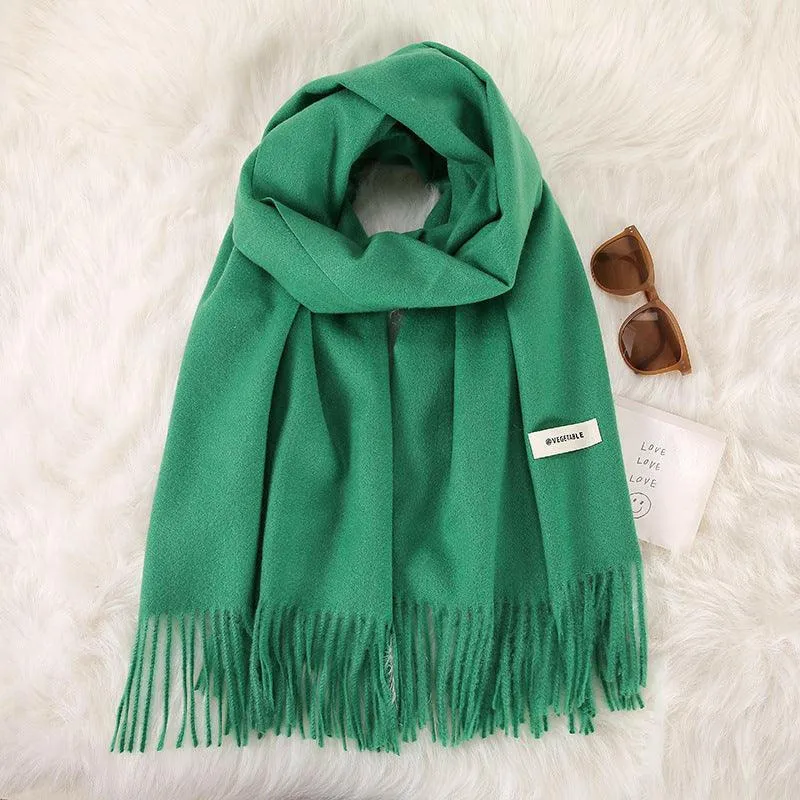 Women's Stylish Double-Sided Cashmere Tassel Scarf