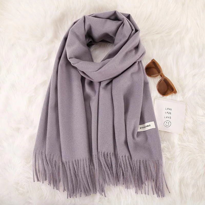 Women's Stylish Double-Sided Cashmere Tassel Scarf