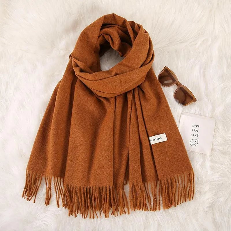 Women's Stylish Double-Sided Cashmere Tassel Scarf