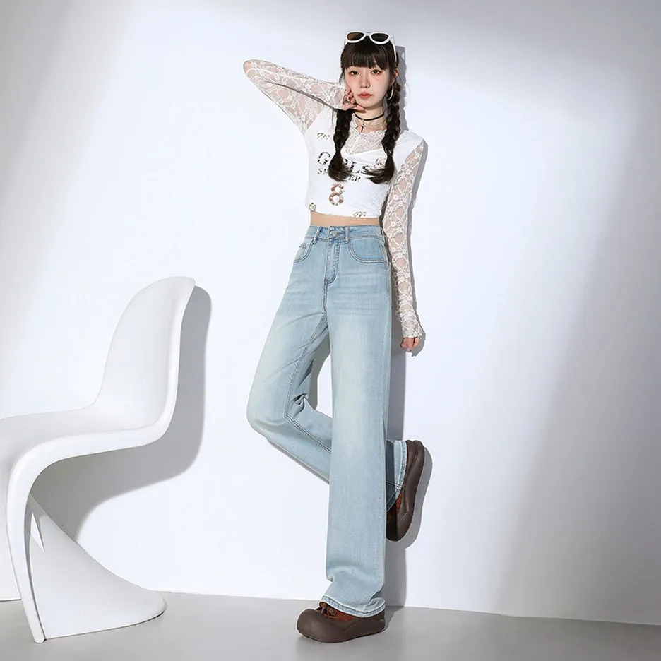 Women's Wide-leg Jeans with Flexibility and Classic Style