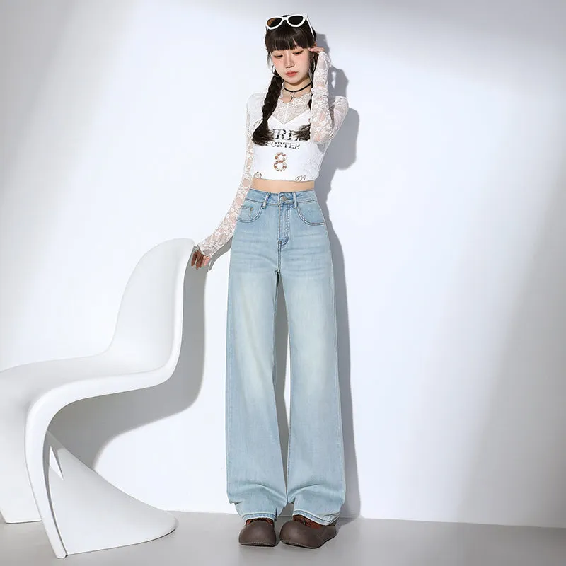 Women's Wide-leg Jeans with Flexibility and Classic Style