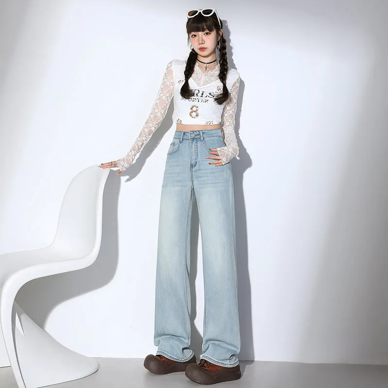 Women's Wide-leg Jeans with Flexibility and Classic Style