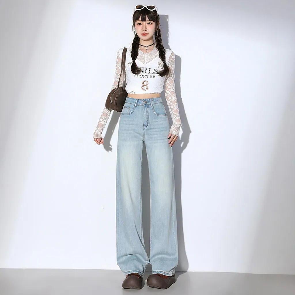 Women's Wide-leg Jeans with Flexibility and Classic Style
