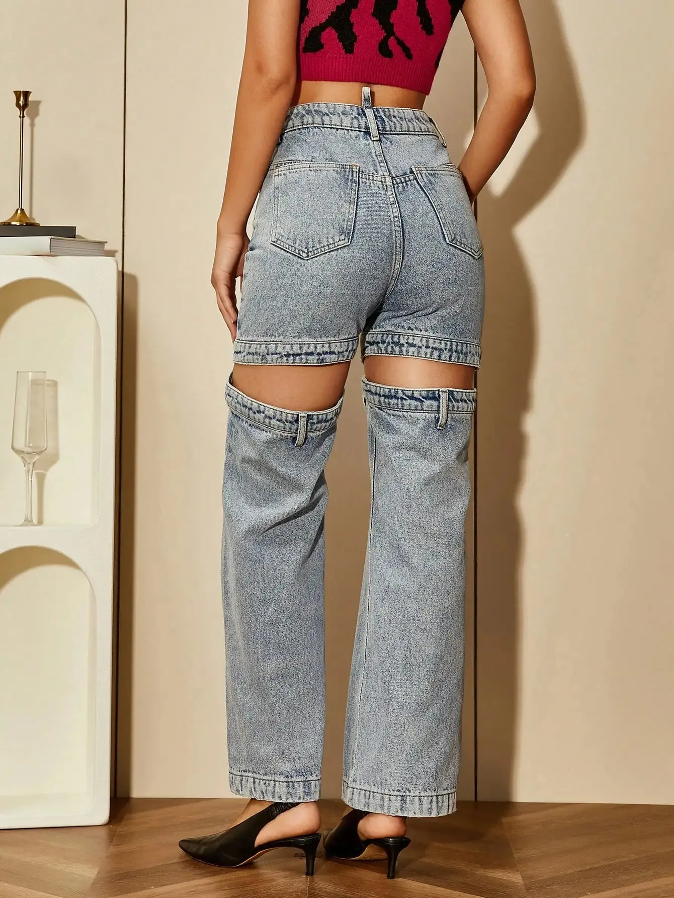 Y2K Cut Out High Waisted Jeans