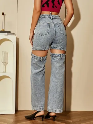 Y2K Cut Out High Waisted Jeans