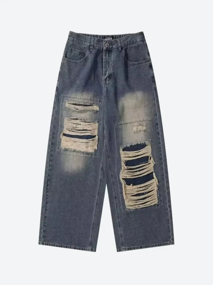 Y2K Ripped Wide Leg Denim Jeans