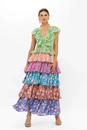 Yoke Ruffle Maxi Dress