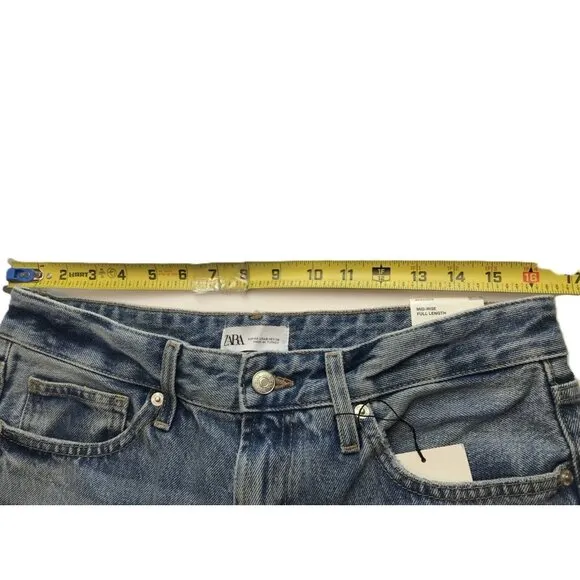 Zara Womens Wide Leg Jeans EU 40 US 8 Blue Mid Rise Full Length 6045/328 NWT