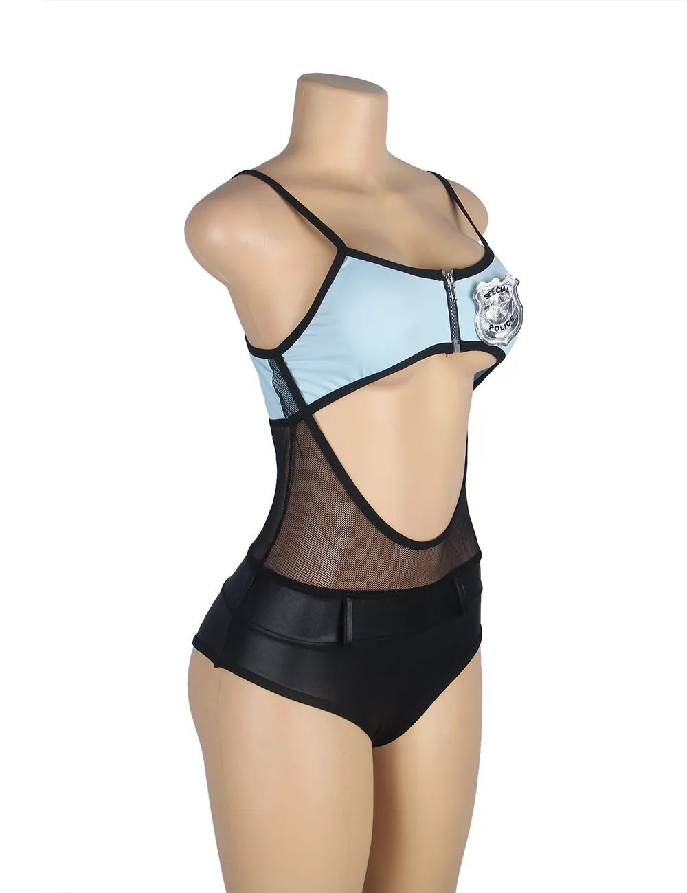 Zipper Front Hollow Out Police Costume Egypt with Headwear