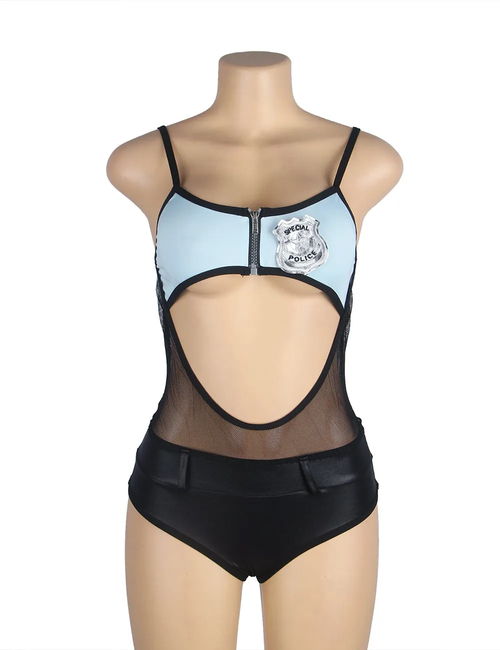 Zipper Front Hollow Out Police Costume Egypt with Headwear