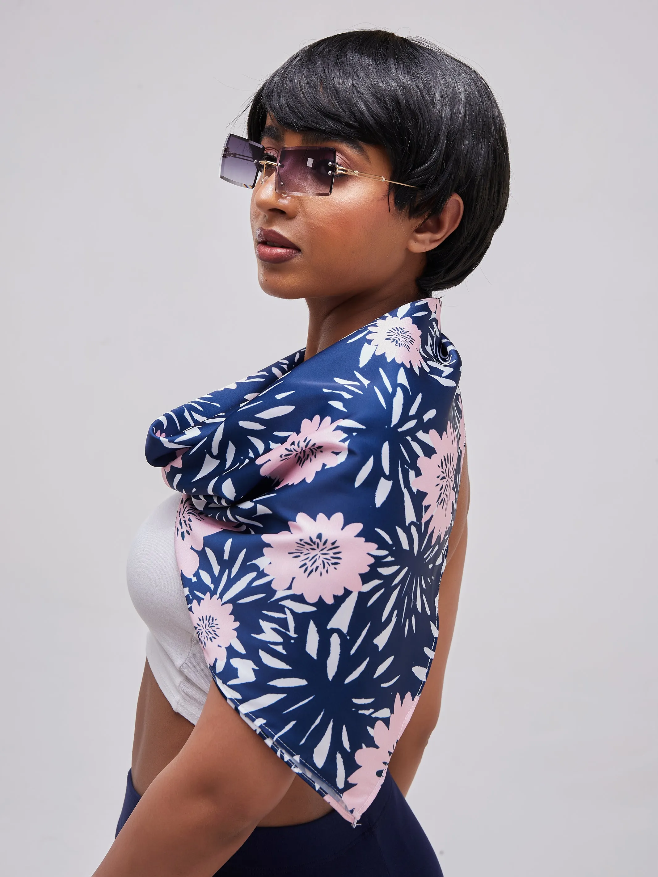 Zoya Essentials Satin Scarf - Pink Daffodils