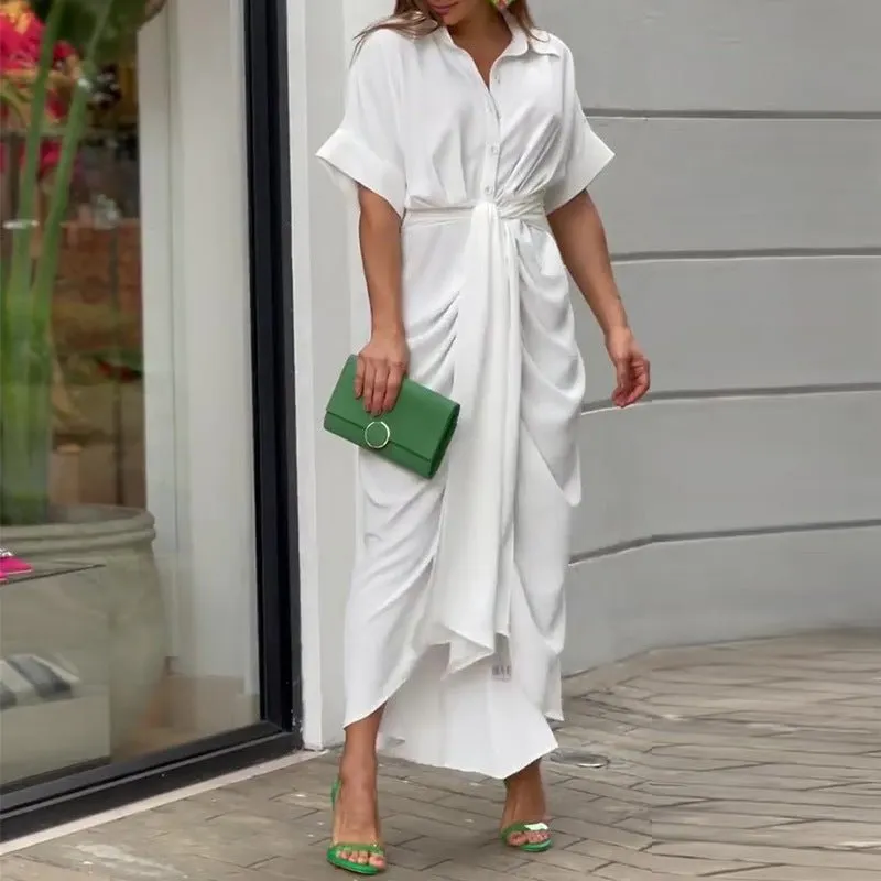 Zuzanna - Chic Collar with Belt Woman's Dress