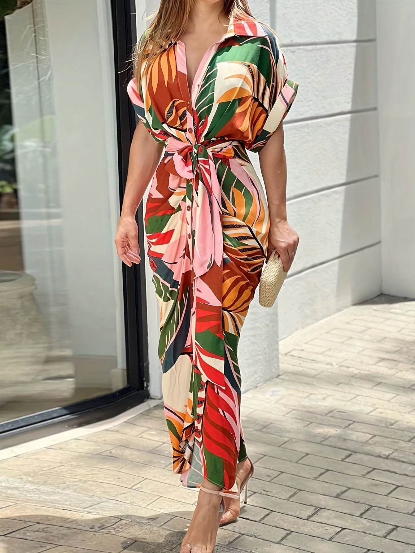Zuzanna - Chic Collar with Belt Woman's Dress